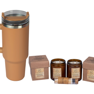 Buy Mara luxury candles 2 pack, 1 stainless steel mug, and get a free Afrily Luxury Safety 28 matches, gift set