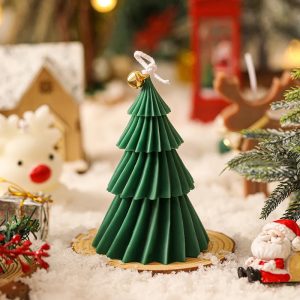 Green Christmas Tree Scented Candles of Mild Rose Enchanted Garden Scent