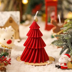 Red Christmas Tree Scented Candles of Mild Rose Enchanted Garden Scent