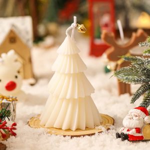 White Christmas Tree Scented Candles of Mild Rose Enchanted Garden Scent